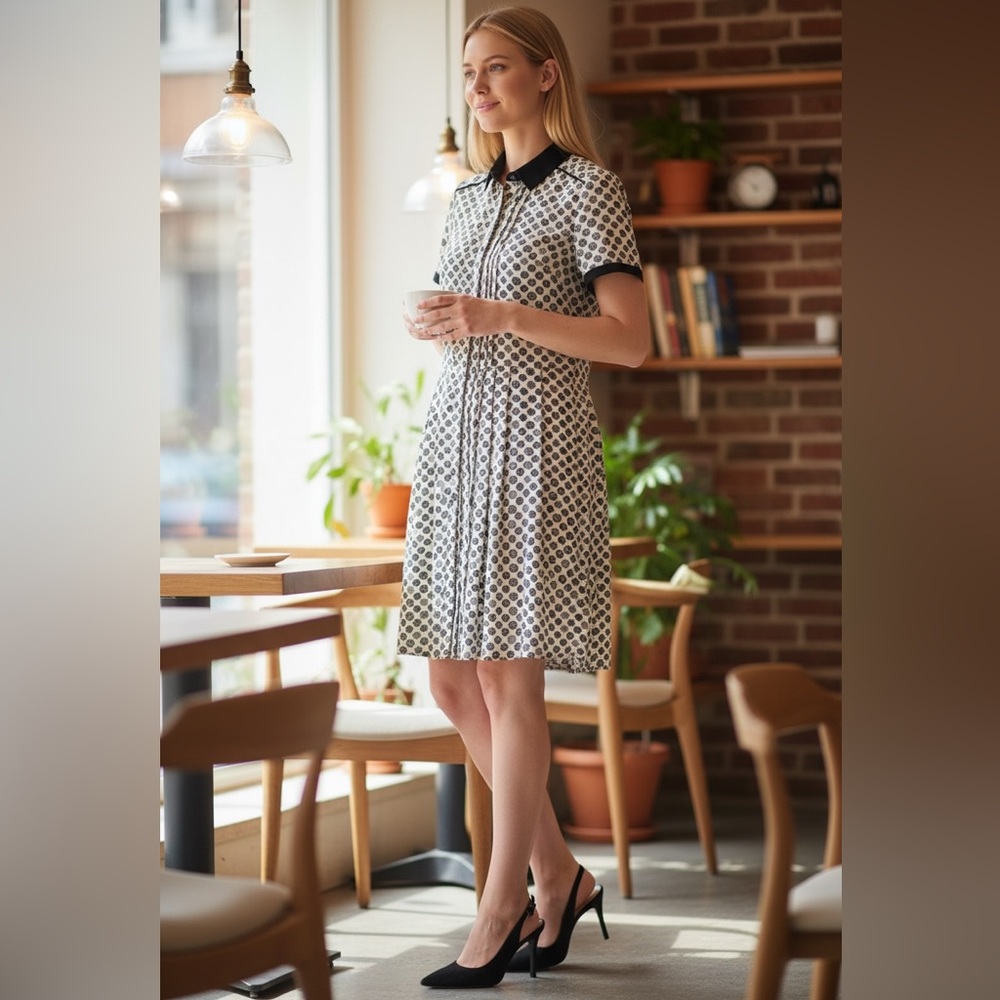 Jason Wu Black & White Short-Sleeve Printed Dress